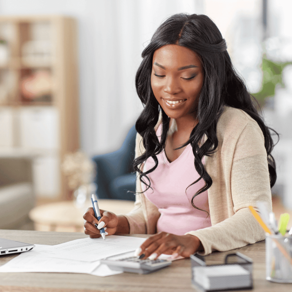 a female bookkeeper working